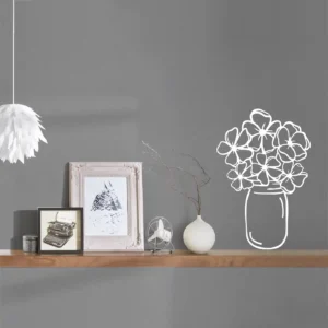 Flower jar wall stickers white