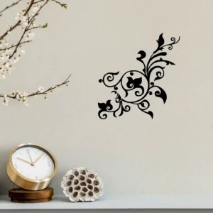 Flower vines wall sticker dark black