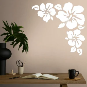 Hibiscus corner wall stickers white