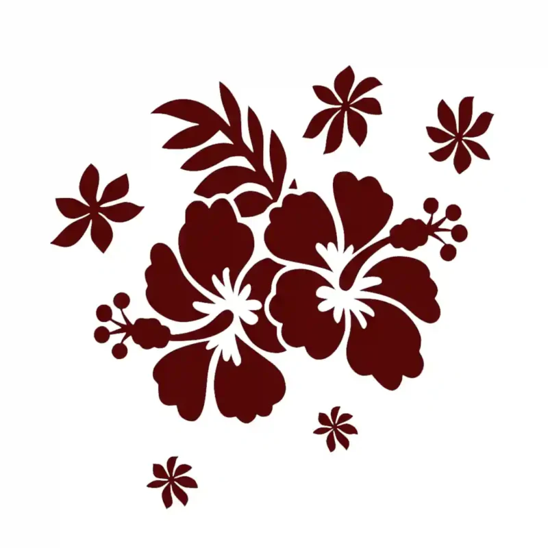 Hibiscus Flower Wall Stickers Burgundy | Stickers on Wall