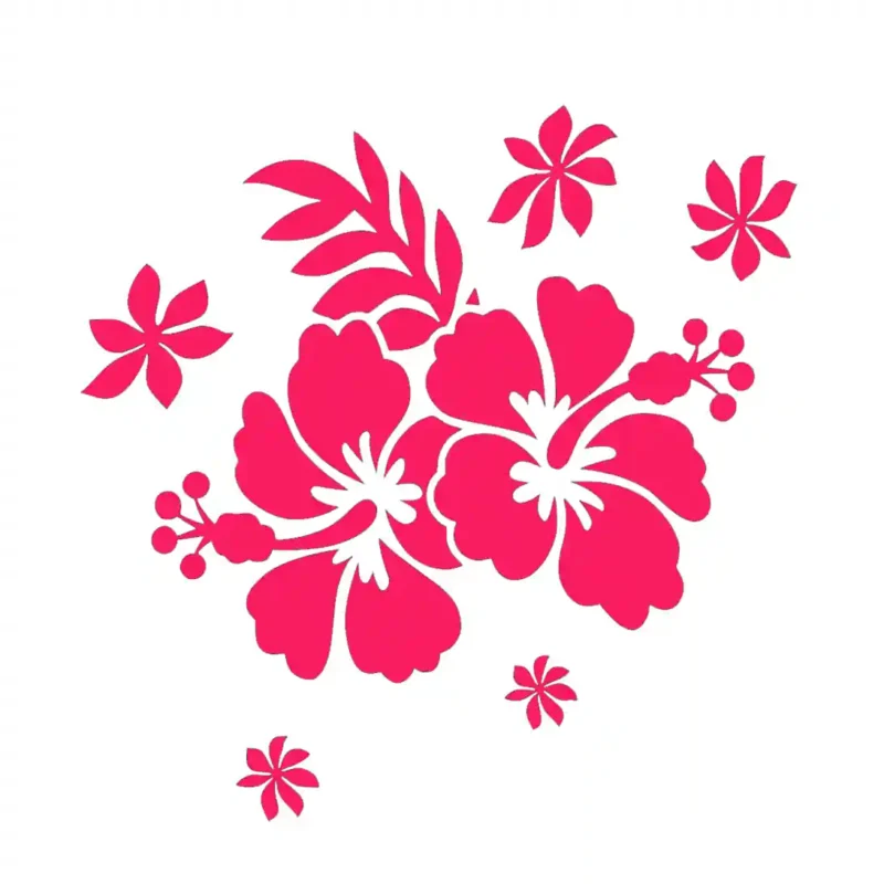 Hibiscus Flower Wall Stickers Hot Pink | Stickers on Wall