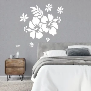Hibiscus flower wall stickers white