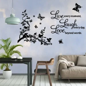 Laugh love wall stickers dark black