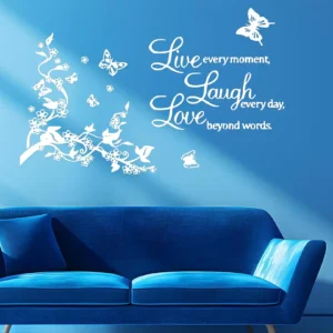 Laugh love wall stickers white