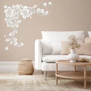 Leafy floral wall stickers white