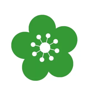 Minimalist flower wall sticker mid green