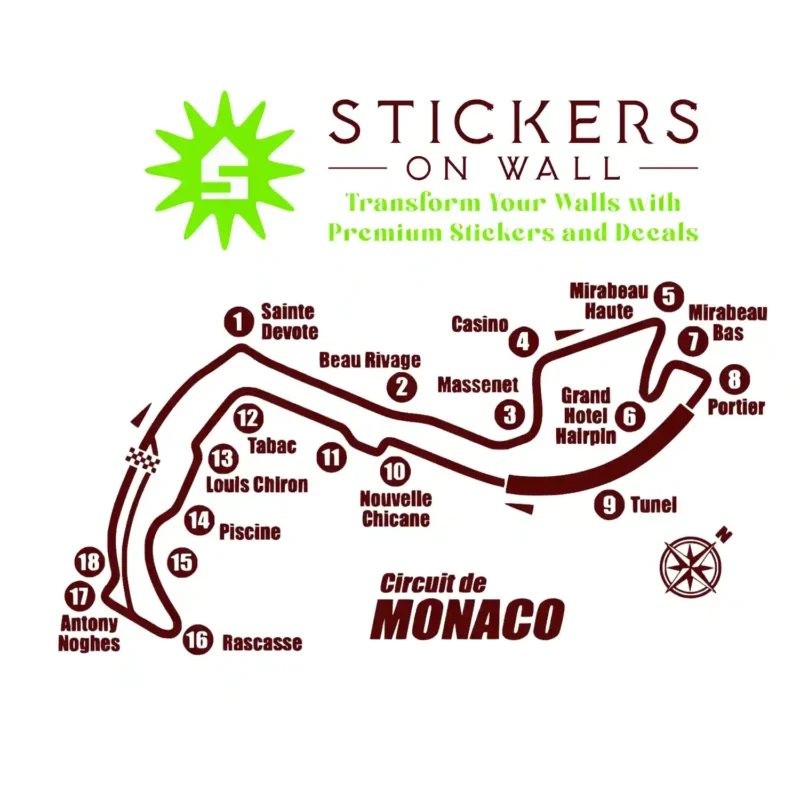 Monaco Circuit Wall Stickers Burgundy | Stickers on Wall