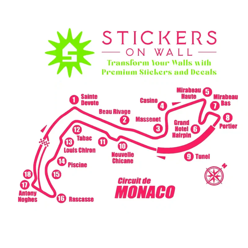 Monaco Circuit Wall Stickers Hot Pink | Stickers on Wall