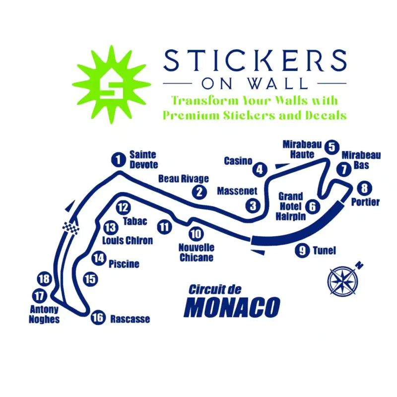 Monaco Circuit Wall Stickers Medium Blue | Stickers on Wall