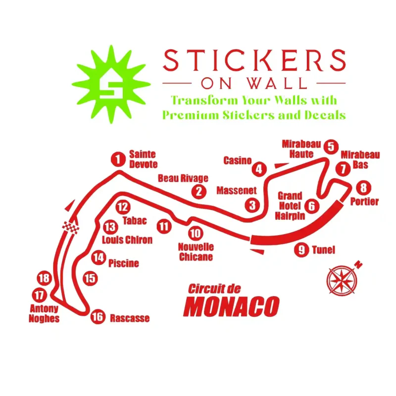 Monaco Circuit Wall Stickers Red | Stickers on Wall