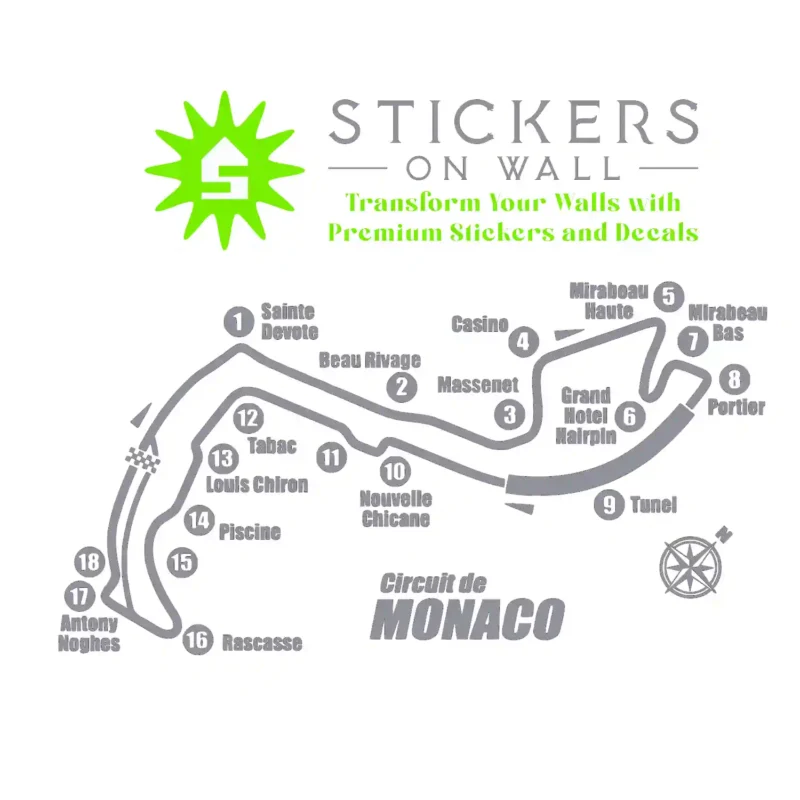 Monaco Circuit Wall Stickers Silver | Stickers on Wall