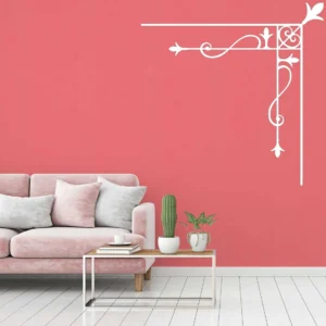 Ornamental corner wall stickers white