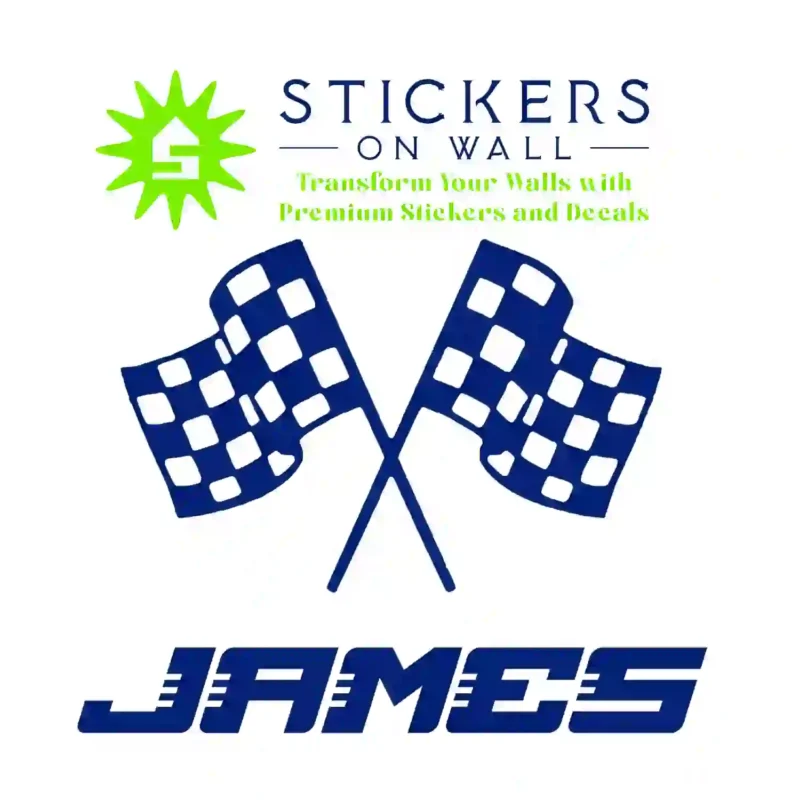 Personalised Checkered Wall Stickers Medium Blue | Stickers on Wall
