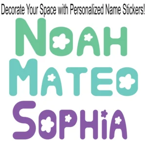 Playful name wall stickers personalized names