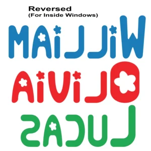 Playful name wall stickers reversed