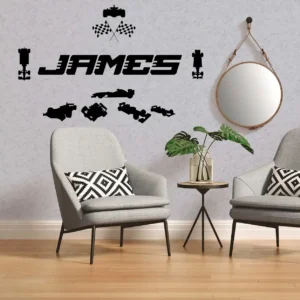 Racer name wall stickers dark black