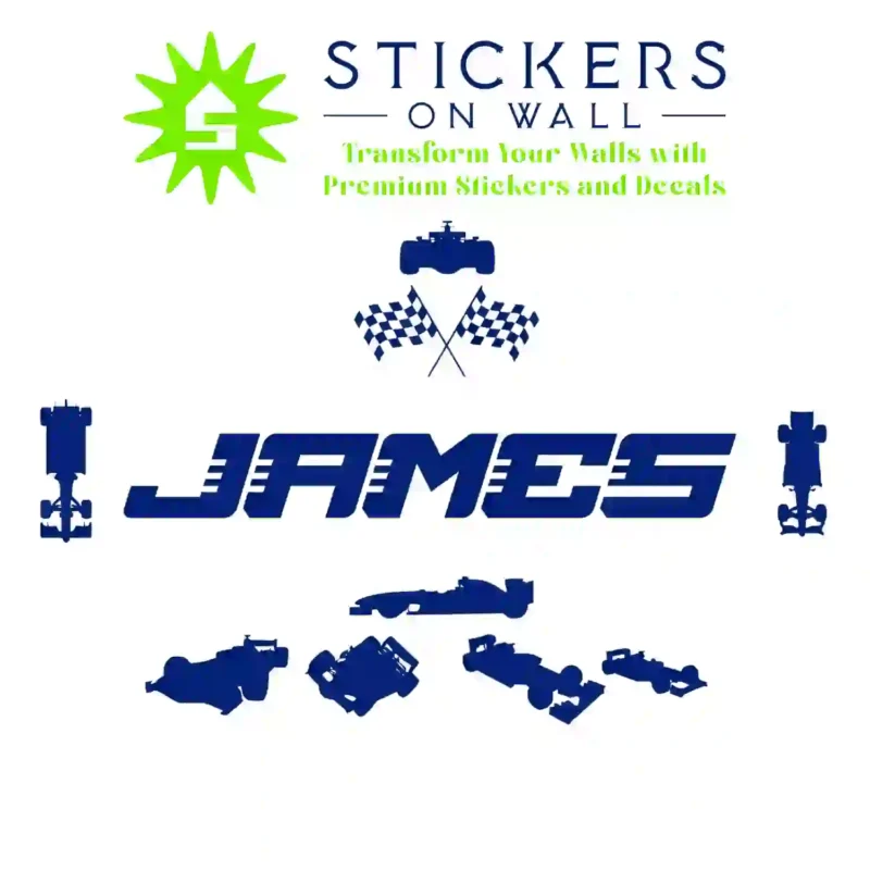 Racer Name Wall Stickers Medium Blue | Stickers on Wall