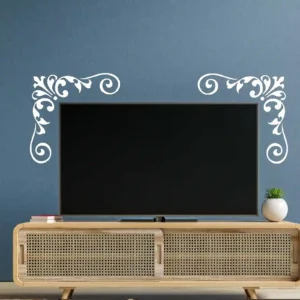 Swirl corner wall stickers white