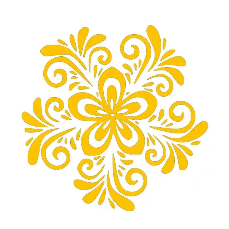 Swirl Flower Wall Stickers Golden Yellow | Stickers on Wall