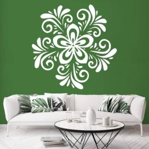Swirl flower wall stickers white