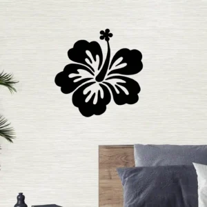 Tropical flower wall stickers dark black