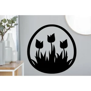 Tulip garden wall stickers dark black