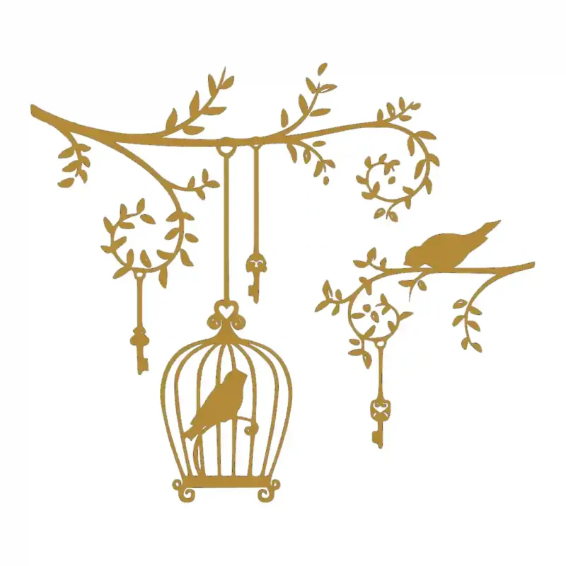 Vintage Birdcage Wall Stickers Gold | Stickers on Wall