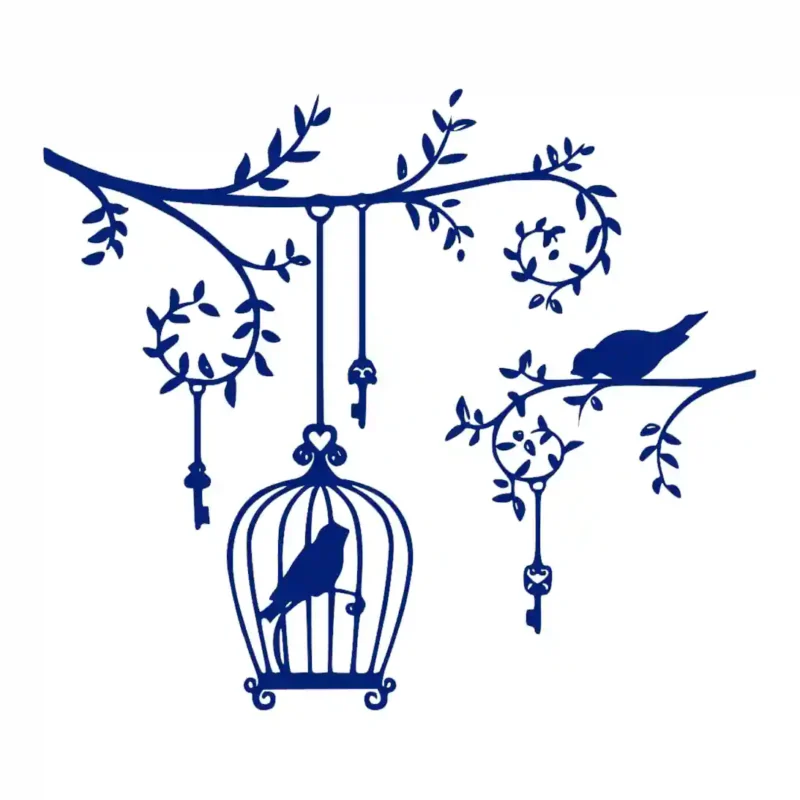 Vintage Birdcage Wall Stickers Medium Blue | Stickers on Wall