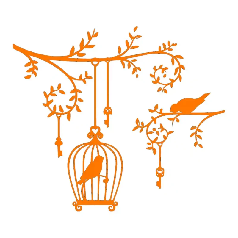 Vintage Birdcage Wall Stickers Orange | Stickers on Wall