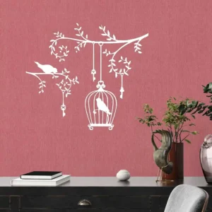 Vintage birdcage wall stickers white
