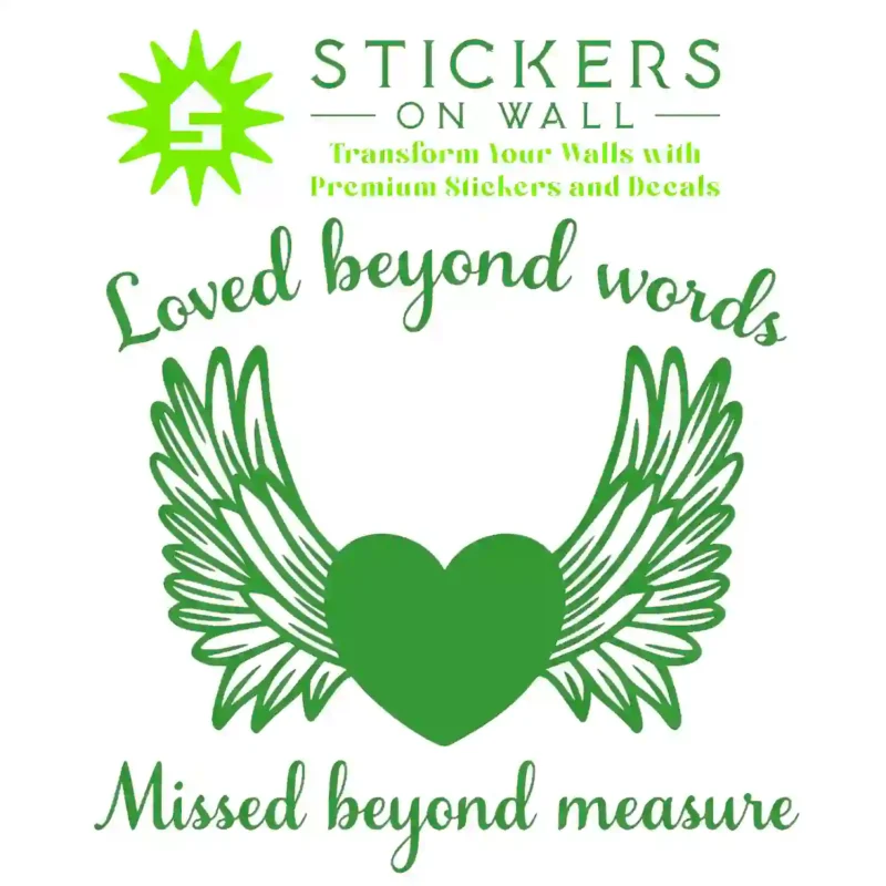 Angel Heart Wall Stickers Mid Green | Stickers on Wall