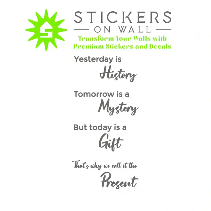 Present Quote Wall Stickers Dark Grey | Stickers on Wall
