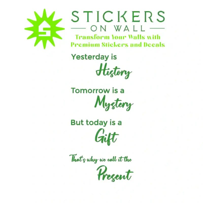 Present Quote Wall Stickers Mid Green | Stickers on Wall