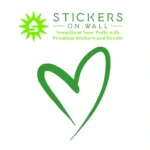 Brush Heart Wall Stickers Mid Green | Stickers on Wall