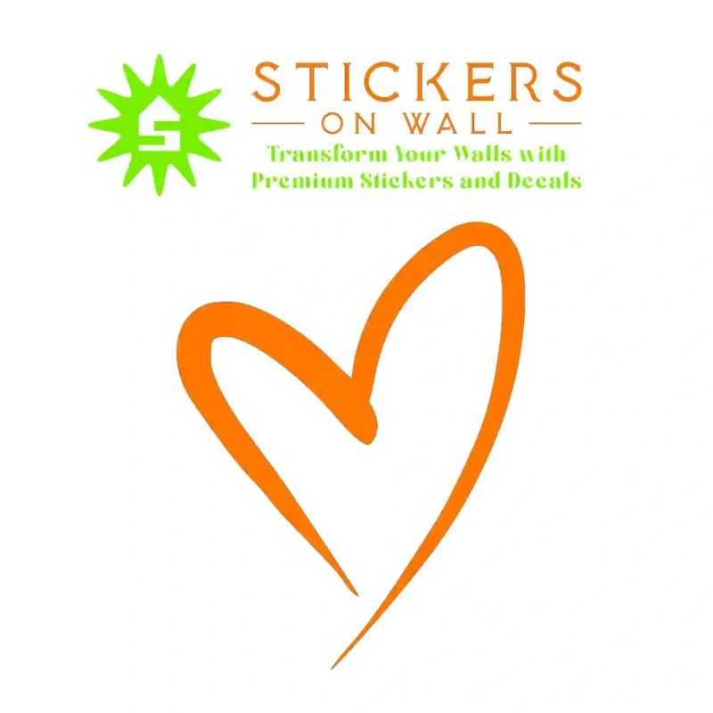 Brush Heart Wall Stickers Orange | Stickers on Wall