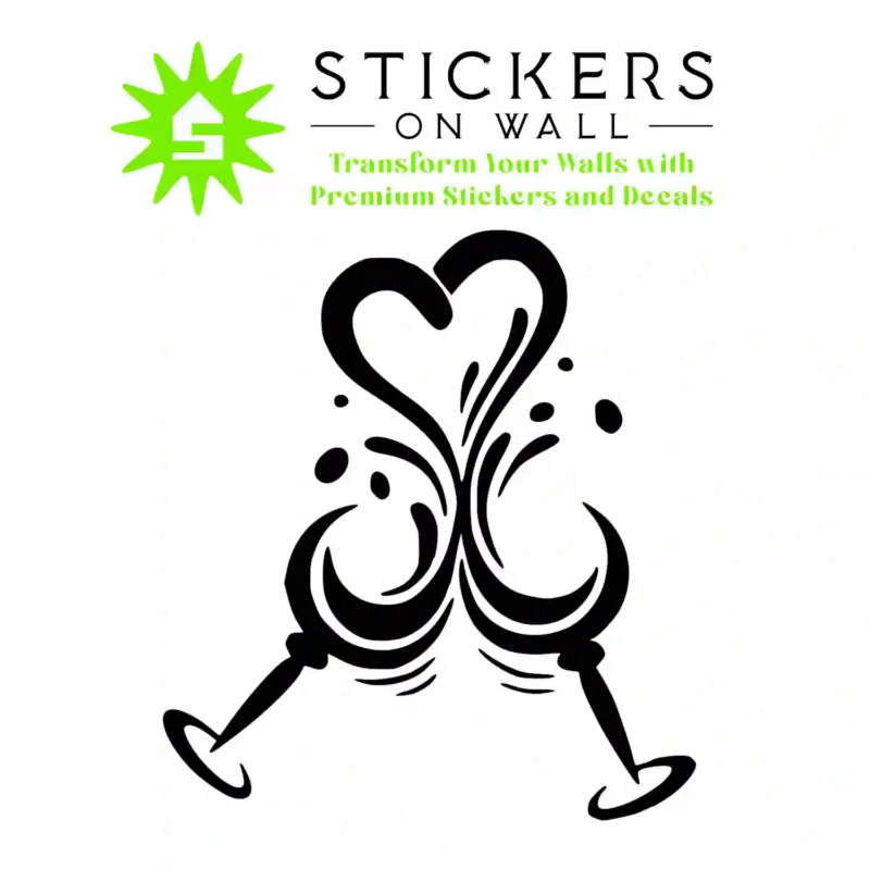Cheers Heart Wall Stickers Black | Stickers on Wall