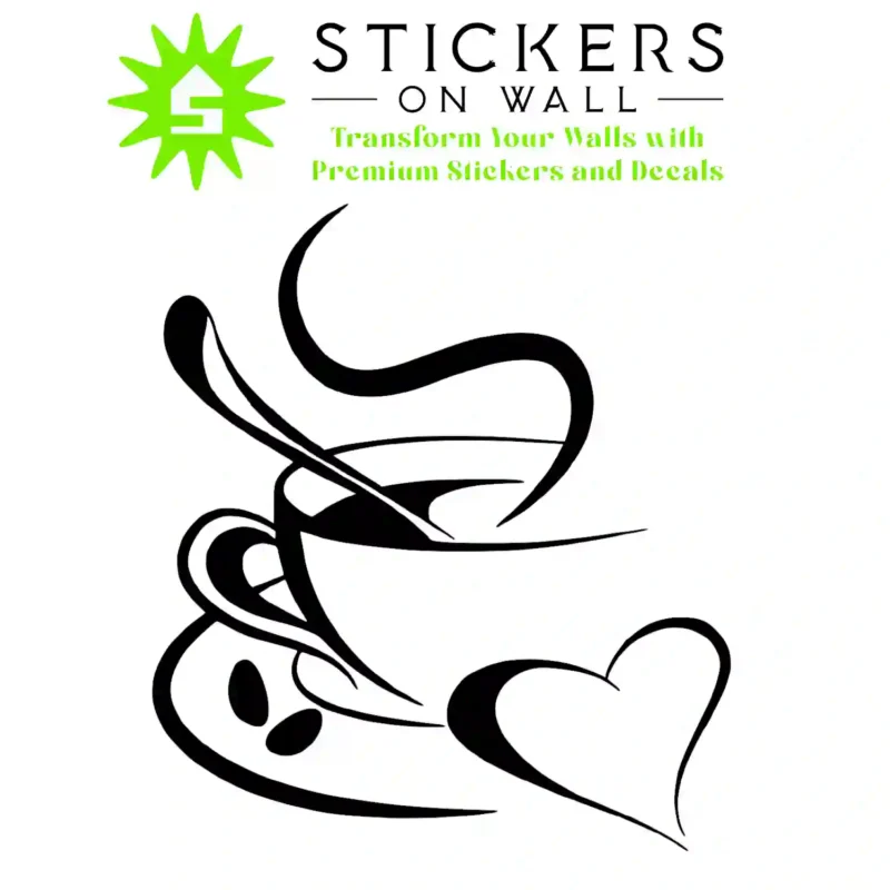 Coffee Heart Wall Stickers Black | Stickers on Wall
