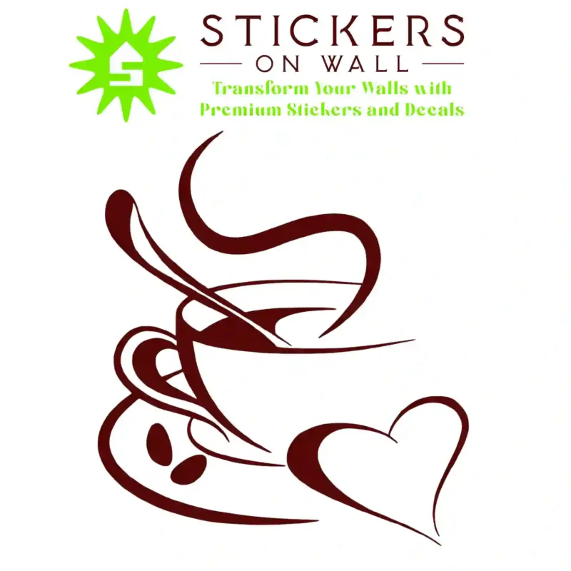 Coffee Heart Wall Stickers Burgundy | Stickers on Wall