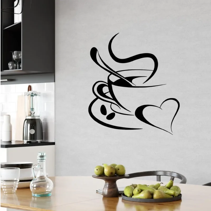 Coffee Heart Wall Stickers Dark Black | Stickers on Wall