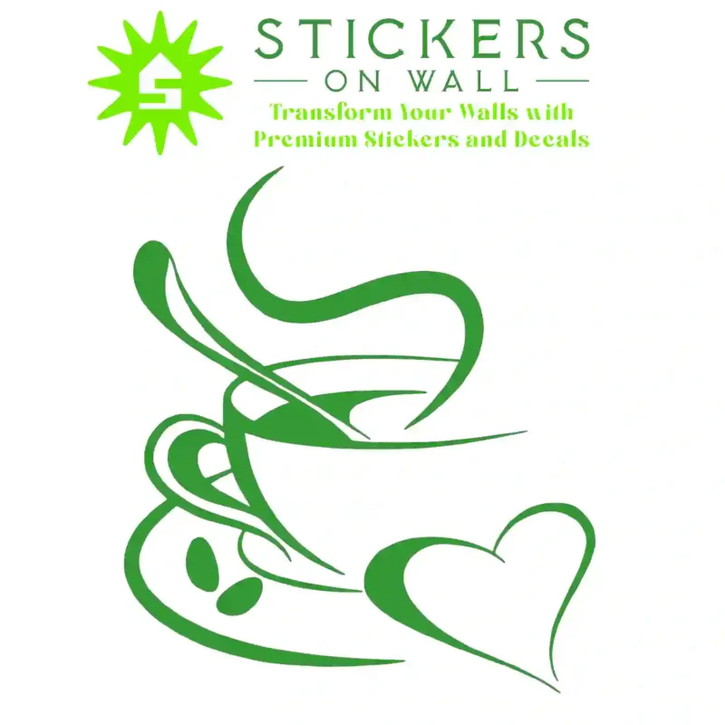 Coffee Heart Wall Stickers Mid Green | Stickers on Wall