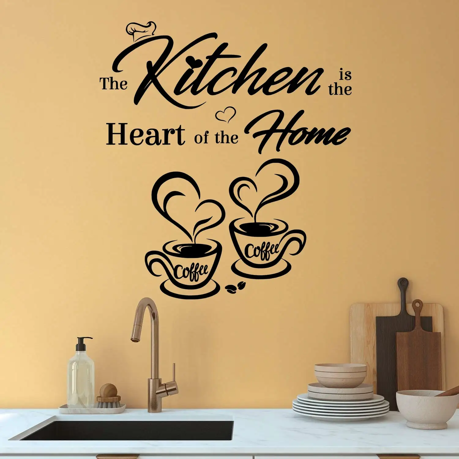 Coffee Kitchen Wall Stickers Dark Black