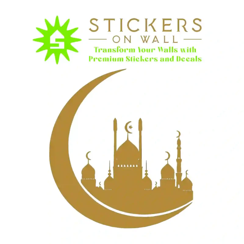 Crescent Mosque Wall Stickers Gold | Stickers on Wall
