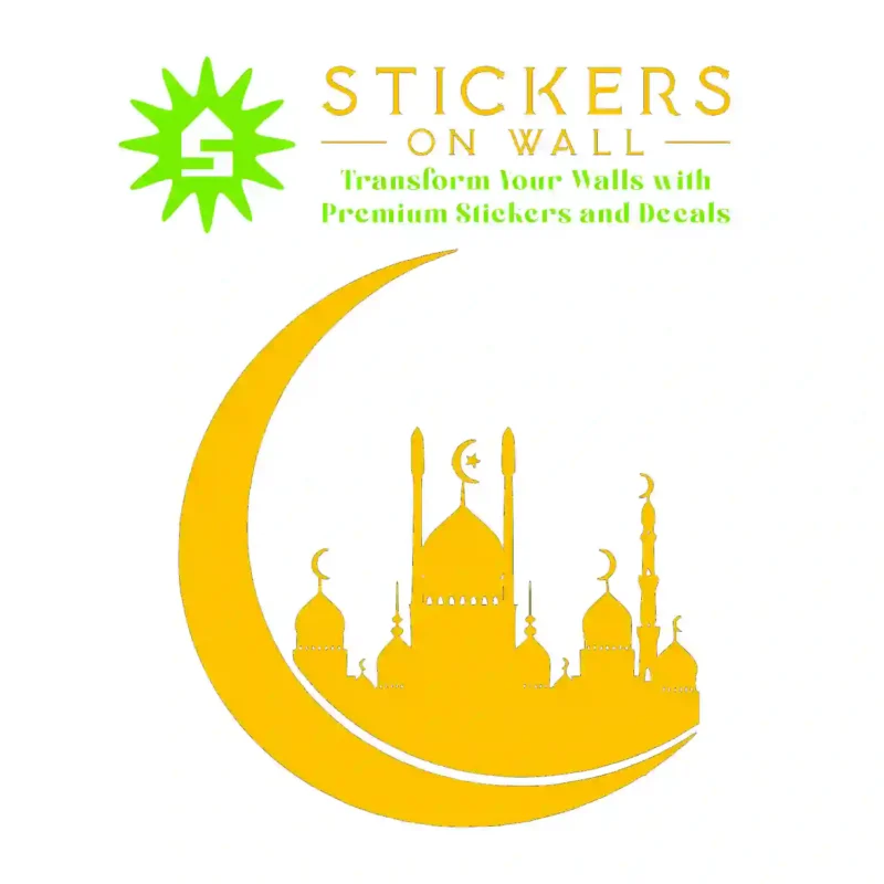 Crescent Mosque Wall Stickers Golden Yellow | Stickers on Wall