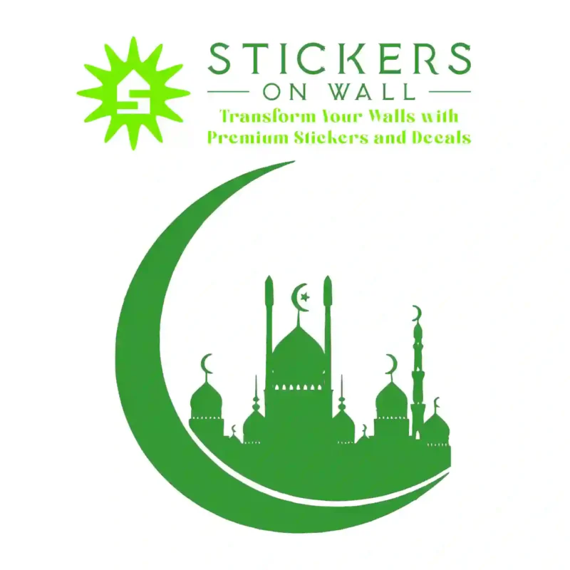 Crescent Mosque Wall Stickers Mid Green | Stickers on Wall