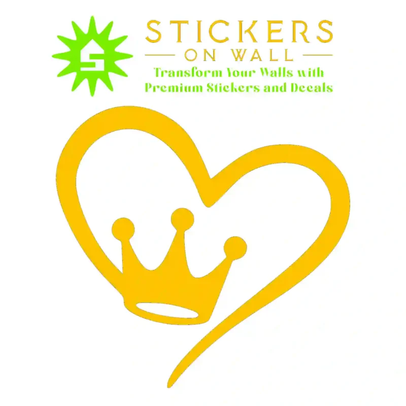 Crown Heart Wall Stickers Golden Yellow | Stickers on Wall