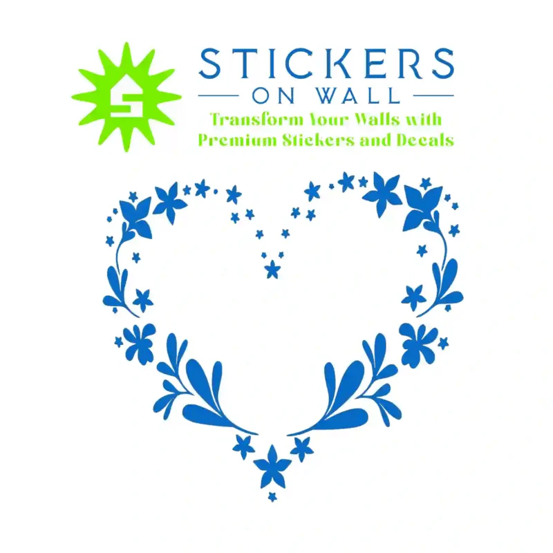 Floral Heart Wall Stickers Azure Blue | Stickers on Wall