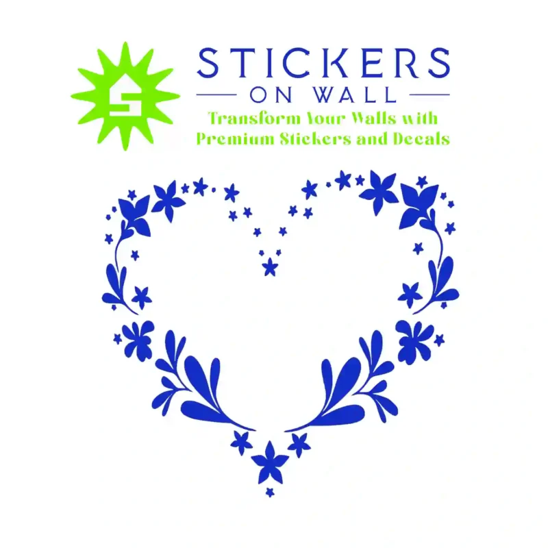 Floral Heart Wall Stickers Brilliant Blue | Stickers on Wall