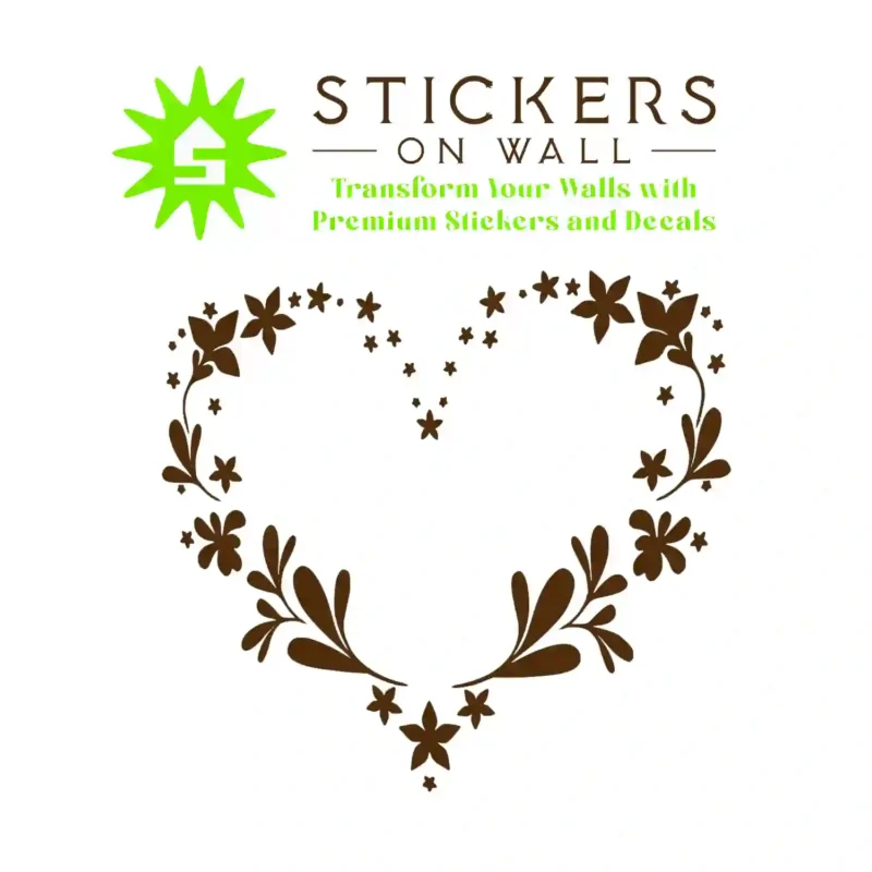 Floral Heart Wall Stickers Brown | Stickers on Wall