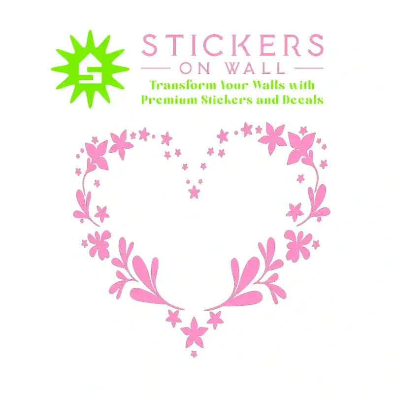 Floral Heart Wall Stickers Bubblegum | Stickers on Wall