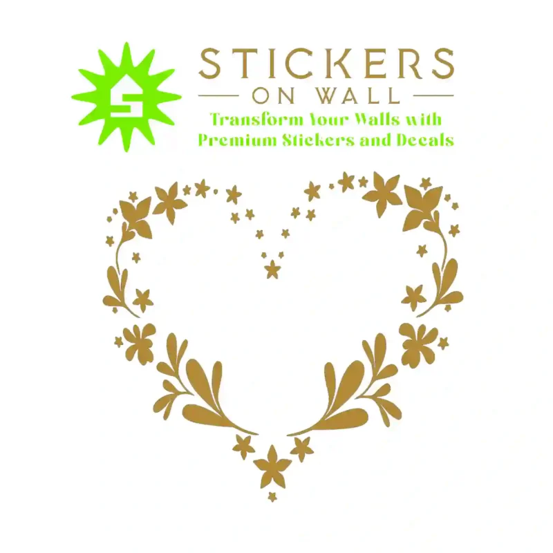 Floral Heart Wall Stickers Gold | Stickers on Wall